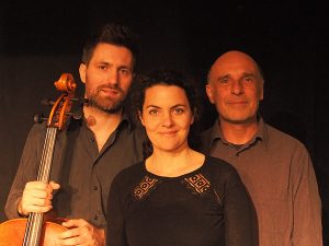 v.l.: Miran Zrimsek (Cello), Franziska Mencz (Lesung) und Michael Rettig, (Klavier)
